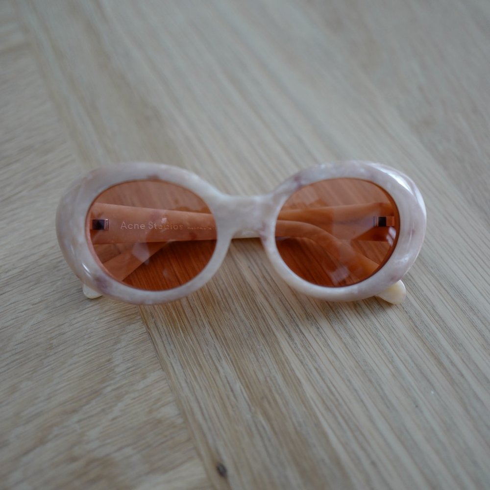 Pink/Brown ACNE STUDIOS ‘Mustang’ Sunglasses, Brown marbled patterned acetate ov